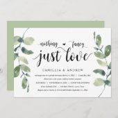 Groen gebladerte Eucalyptus, Zwarte Inkt, Trouw El Kaart (Voorkant / Achterkant)