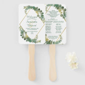 Groen gebladerte gouden diamant Lijst bruiloft pro Handwaaier (Voorkant en achterkant)