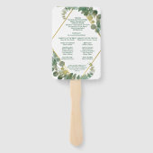 Groen gebladerte gouden diamant Lijst bruiloft pro Handwaaier (Achterkant)