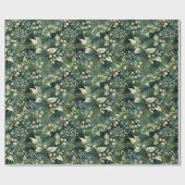 Groen gebladerte kerstcadeauverpakking cadeaupapier (Vlak)