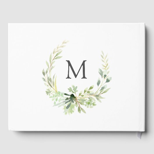 Groen gebladerte krans botanische bruiloft gastenb gastenboek (Achterkant)