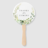 Groen gebladerte krans botanische bruiloft handwaaier (Achterkant)