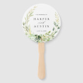Groen gebladerte krans botanische bruiloft handwaaier (Voorkant)