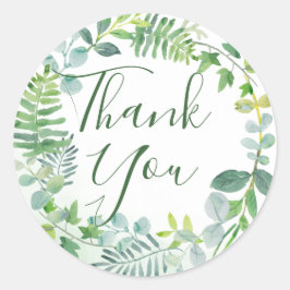 Groen gebladerte krans dank u ronde sticker