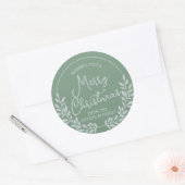 Groen gebladerte krans Vrolijk Kerstfeest Ronde Sticker (Envelop)
