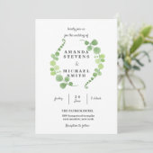 Groen gebladerte krans Waterverf groen Bruiloft Kaart (Staand voorkant)