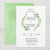 Groen gebladerte krans Waterverf groen Bruiloft Kaart (Voorkant / Achterkant)