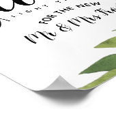 groen gebladerte laat liefje bruine bruiloft poster (Hoek)