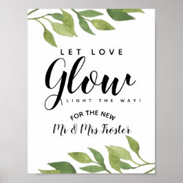 groen gebladerte laat liefje bruine bruiloft poster