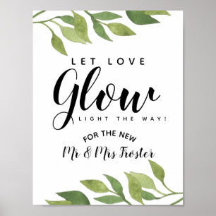 groen gebladerte laat liefje bruine bruiloft poster