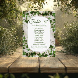 Groen gebladerte minimalistische bruiloft zitplaat kaart