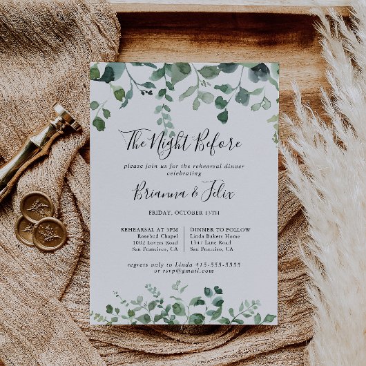 Groen gebladerte nacht voor repetitie diner kaart