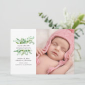 Groen gebladerte nieuwe baby geboorte. Botanische  Aankondiging (Staand voorkant)