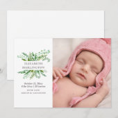 Groen gebladerte nieuwe baby geboorte. Botanische  Aankondiging (Voorkant / Achterkant)