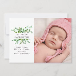 Groen gebladerte nieuwe baby geboorte. Botanische  Aankondiging