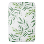 Groen gebladerte patroon Elegant groen en wit Badmat (Voorkant Verticaal)