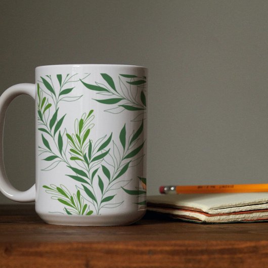 Groen gebladerte patroon Elegant groen en wit Koffiemok