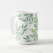Groen gebladerte patroon Elegant groen en wit Koffiemok (Voorkant links)
