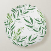 Groen gebladerte patroon Elegant groen en wit Rond Kussen (Achterkant)