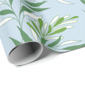 Groen gebladerte patroon Elegant groen licht blauw Cadeaupapier (Rol Hoek)