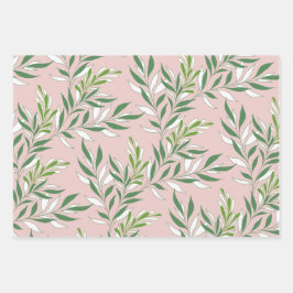 Groen gebladerte patroon Elegant groen licht blauw Inpakpapier Vel