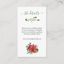 Groen gebladerte Poinsettia Wedding Details Informatiekaartje