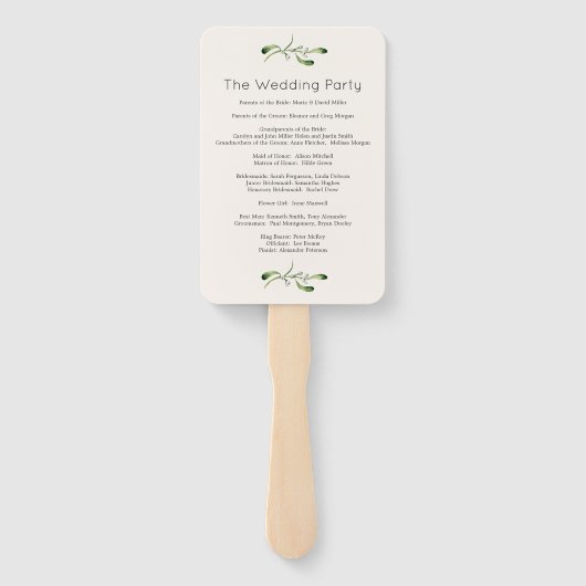Groen gebladerte Poinsettia Wedding Program Handwaaier (Achterkant)