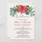 Groen gebladerte Poinsettia Wedding Program Kaart (Voorkant)