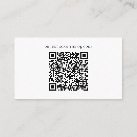 Groen gebladerte script bruiloft details + QR code Informatiekaartje (Achterkant)