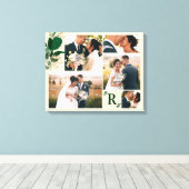 Groen gebladerte trouwdag fotografie collage canvas afdruk (Insitu (Houten vloer))