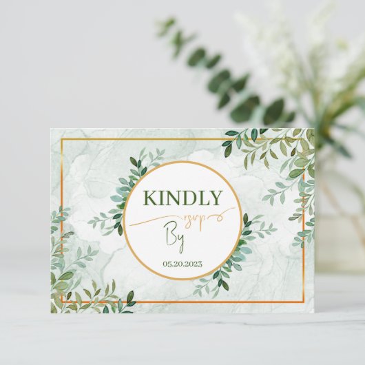 Groen gebladerte Twee maaltijdkeuze RSVP-kaart RSVP Kaartje (Staand voorkant)