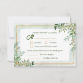 Groen gebladerte Twee maaltijdkeuze RSVP-kaart RSVP Kaartje (Achterkant)