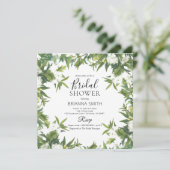 Groen gebladerte verlaat bruids douche uitnodiging (Staand voorkant)