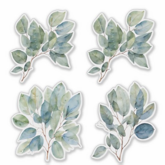 Groen gebladerte waterverf eucalyptus sticker (Voorkant)