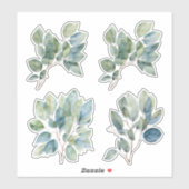 Groen gebladerte waterverf eucalyptus sticker (Vel)