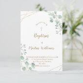 groen gebladerte waterverf gouden lijst · Doop Kaart (Staand voorkant)