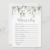 Groen gebladerte Wensen voor Baby shower Game Invi Kaart (Voorkant)