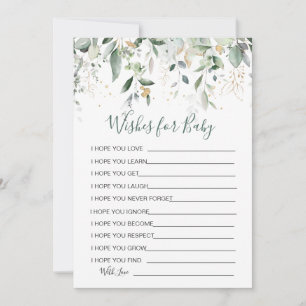 Groen gebladerte Wensen voor Baby shower Game Invi Kaart