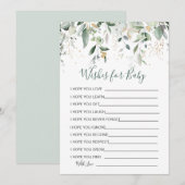 Groen gebladerte Wensen voor Baby shower Game Invi Kaart (Voorkant / Achterkant)