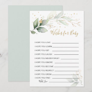 Groen gebladerte Wensen voor Baby shower Game Invi Kaart