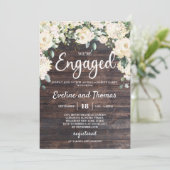 Groen gebladerte wit rozenhout rustiek verloving kaart (Staand voorkant)