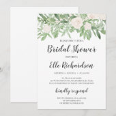 Groen gebladerte witte rozen vrijgezellenfeest kaart (Voorkant / Achterkant)