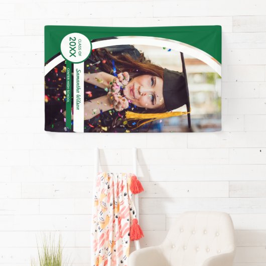 Groen gebogen Lijst Foto Afstuderen Spandoek (Insitu)