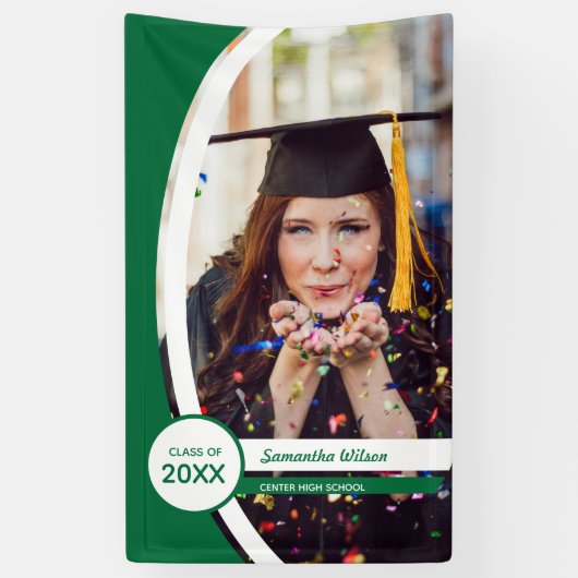 Groen gebogen Lijst Foto Afstuderen Spandoek (Verticaal)