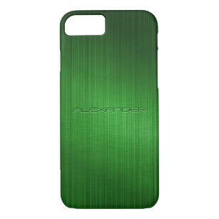 Groen geborsteld aluminium metalen look-monogram 	iPhone 8/7 hoesje