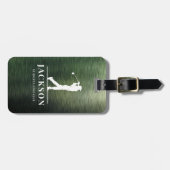 Groen Geborsteld Metaal Gepersonaliseerde Monogram Bagagelabel (Voorkant horizontaal)