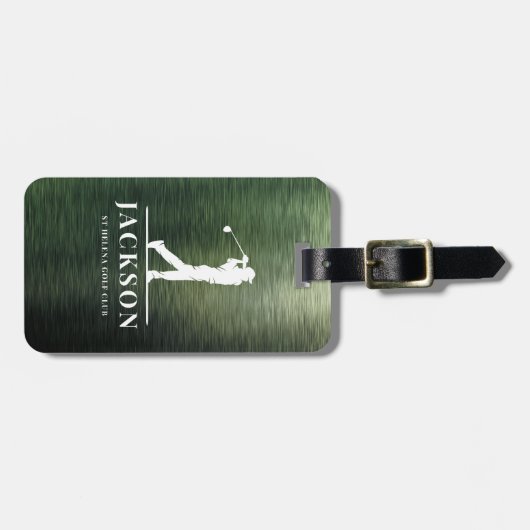 Groen Geborsteld Metaal Gepersonaliseerde Monogram Bagagelabel (Voorkant horizontaal)