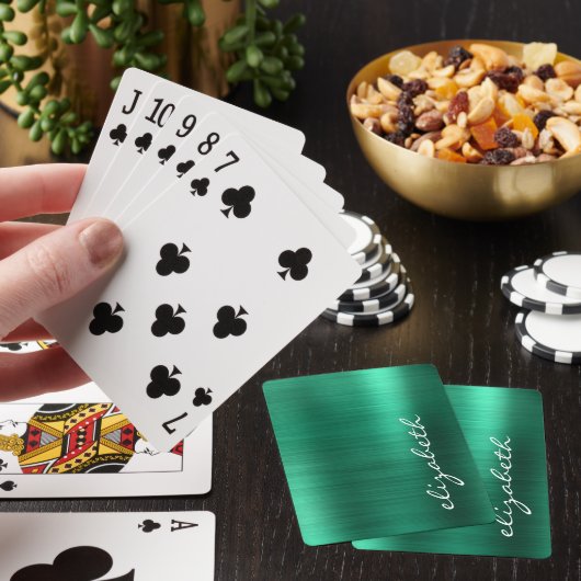 Groen geborsteld Metaal Handtekenscript Pokerkaarten (Insitu)