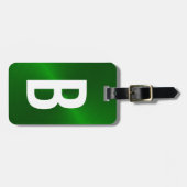 Groen geborsteld Metallic Monogram Initiaal Bagagelabel (Voorkant horizontaal)