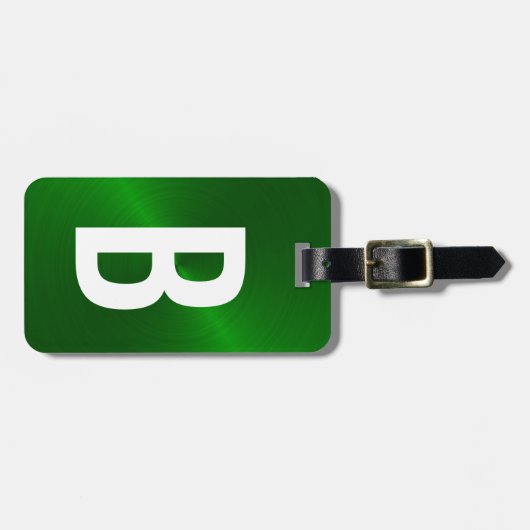 Groen geborsteld Metallic Monogram Initiaal Bagagelabel (Voorkant horizontaal)